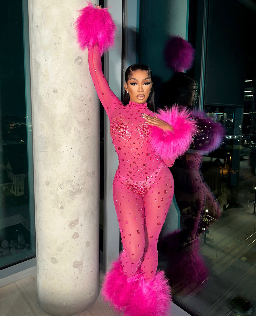 Feather Rhinestone Jumpsuit