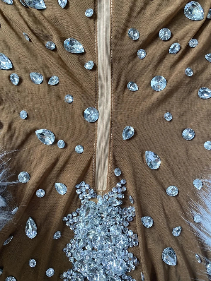 Feather Rhinestone Jumpsuit