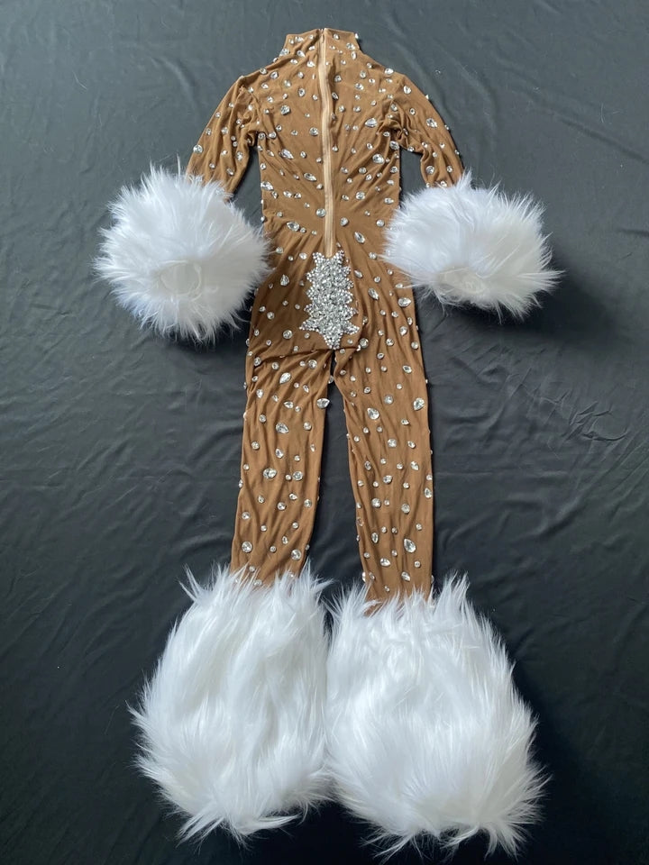 Feather Rhinestone Jumpsuit