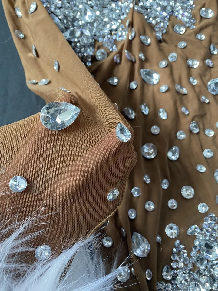 Feather Rhinestone Jumpsuit