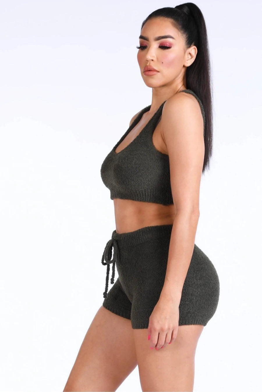 Feel the Vibe Knitted Set- Olive