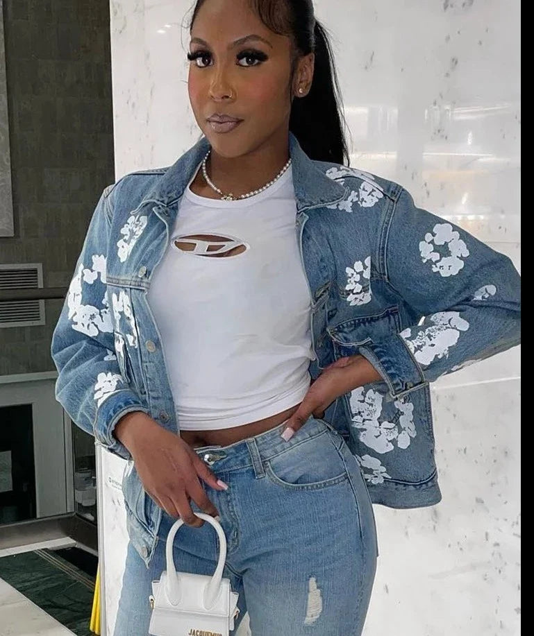 Floral Print Denim Jackets
