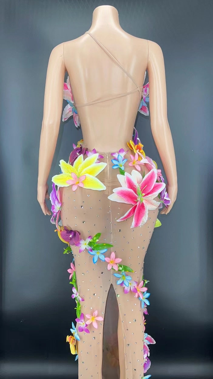 Flower Sexy Mesh Dress