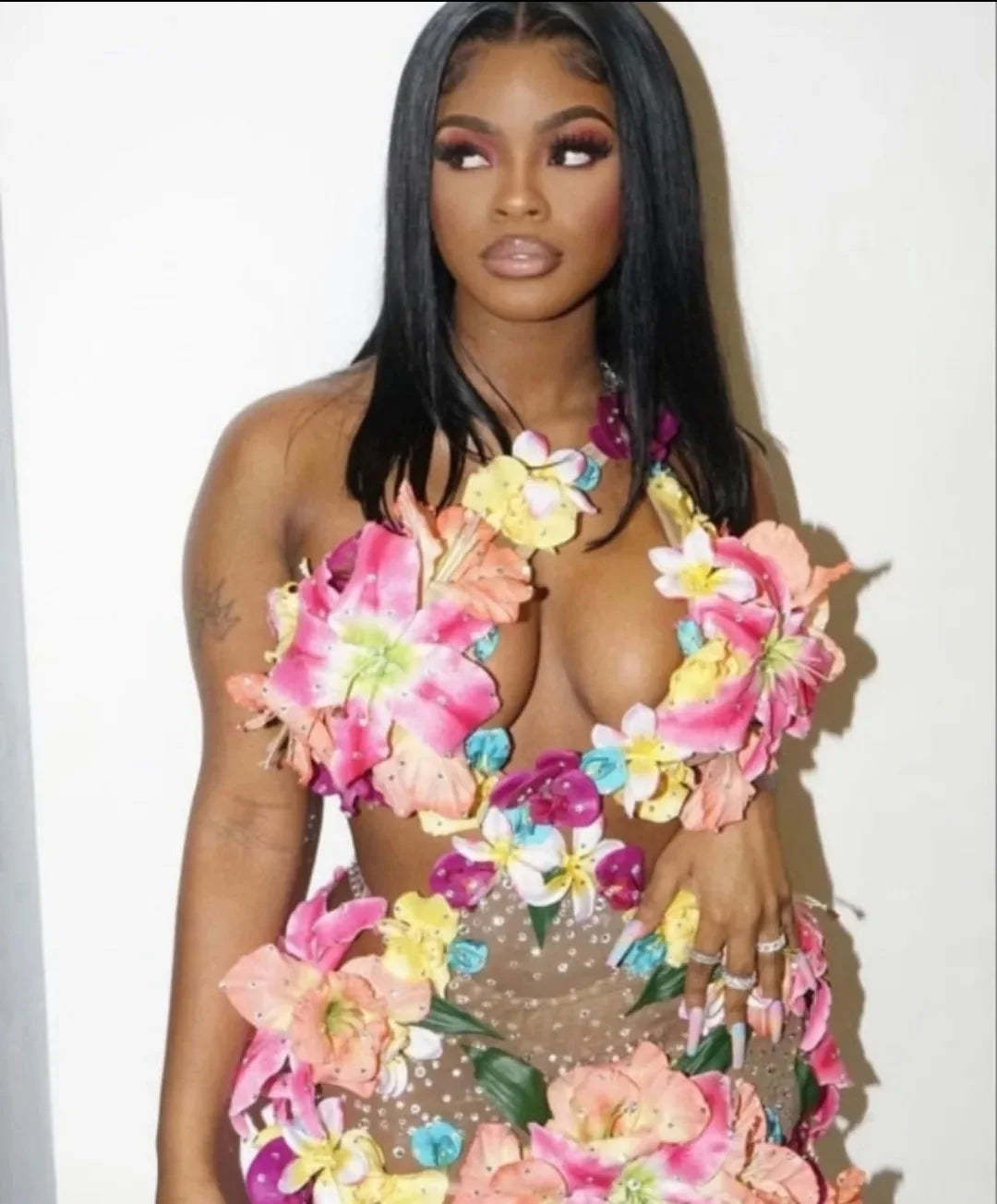 Flower Sexy Mesh Dress