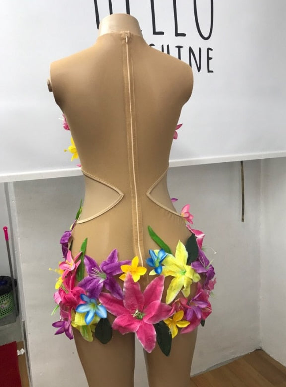 Flower Sexy Mesh Dress