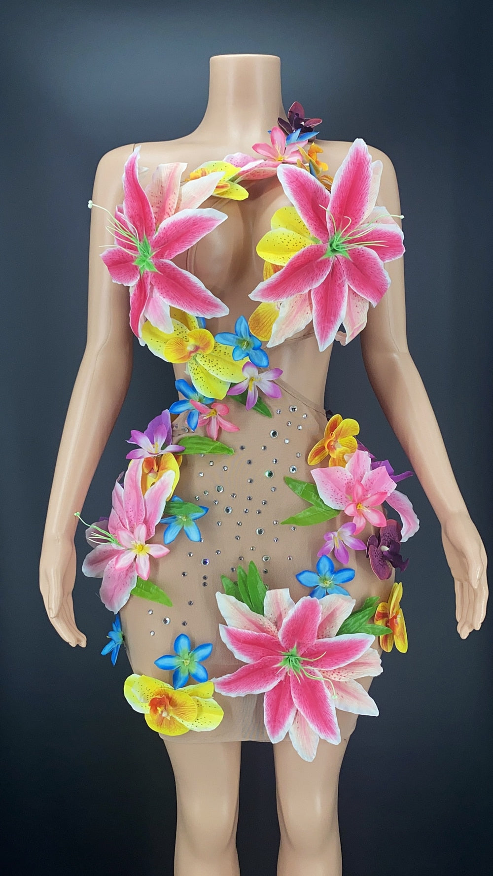 Flower Sexy Mesh Dress