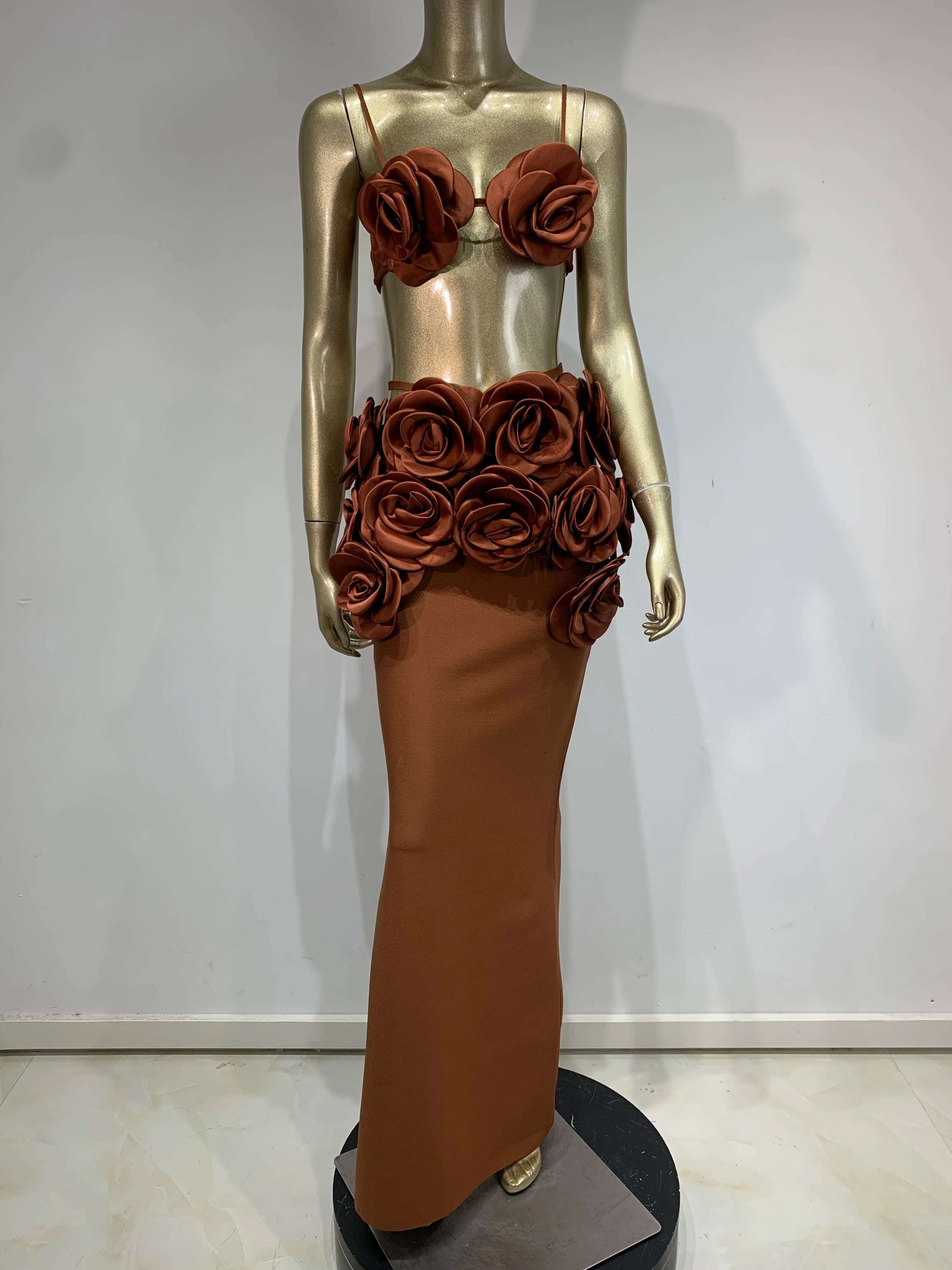 Flowers Bandage Skirt Set