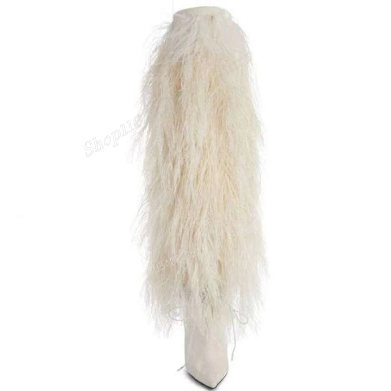 Furry Pointy Toe Boots