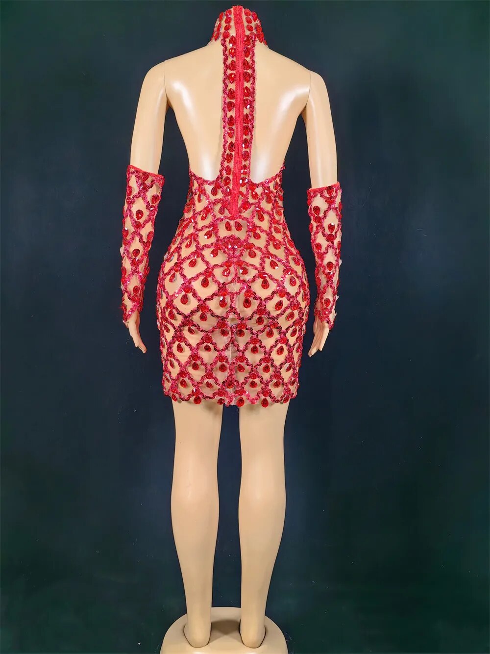 Hillary Rhinestones Mesh Dress