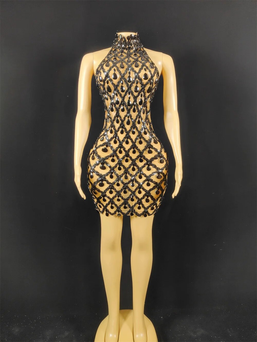 Hillary Rhinestones Mesh Dress