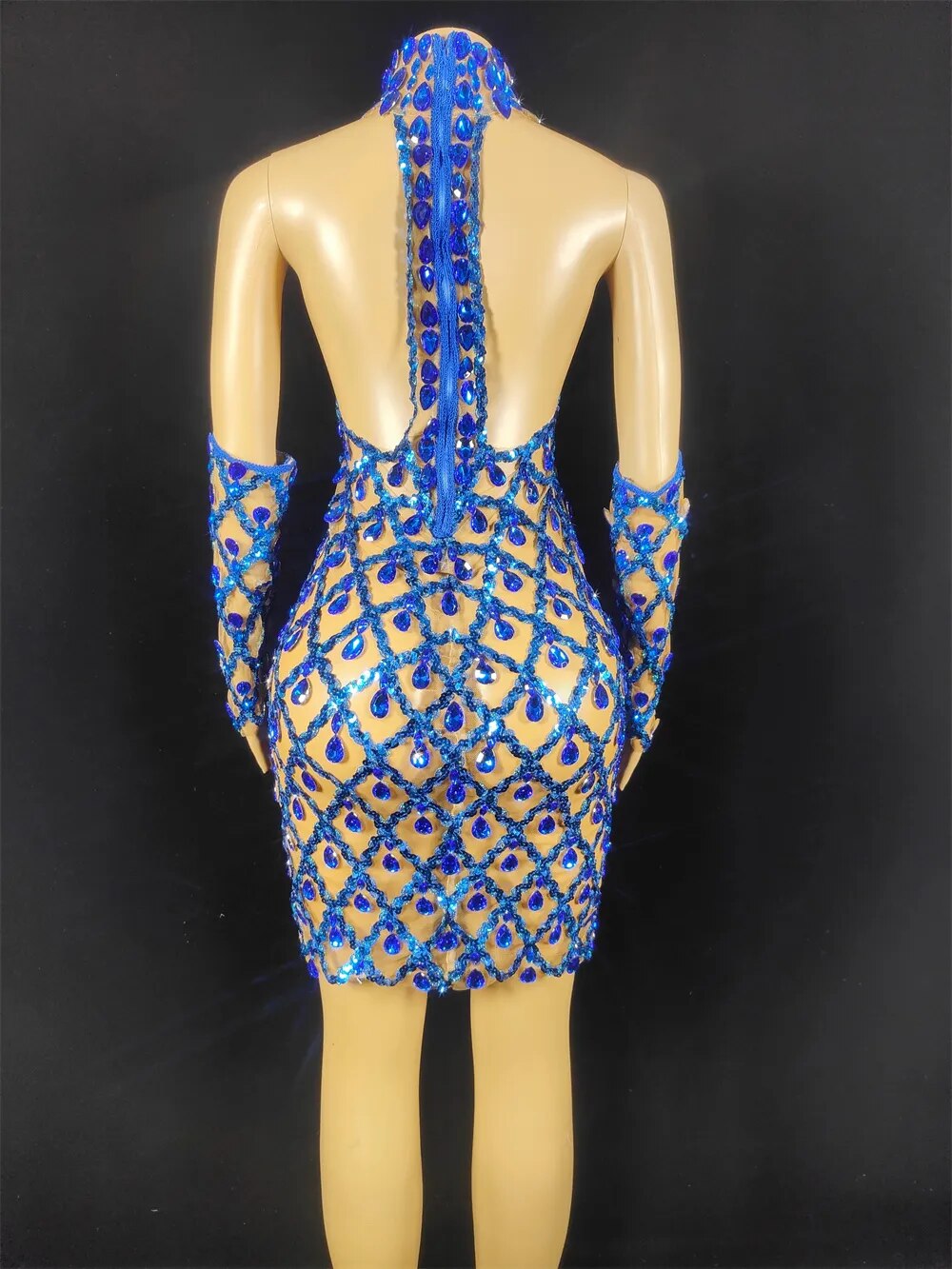 Hillary Rhinestones Mesh Dress
