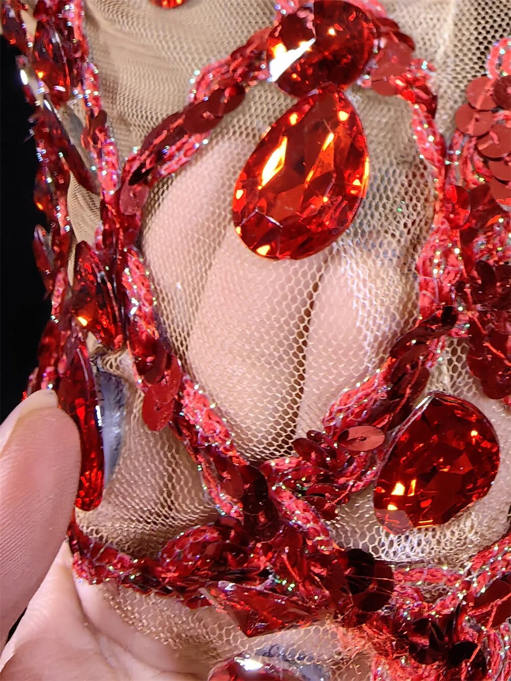 Hillary Rhinestones Mesh Dress