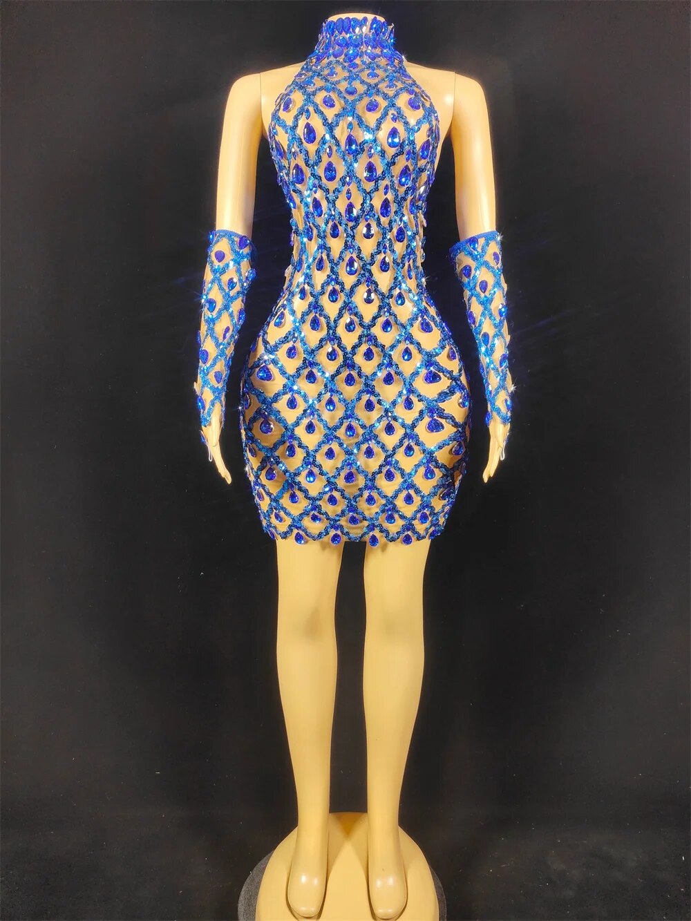 Hillary Rhinestones Mesh Dress