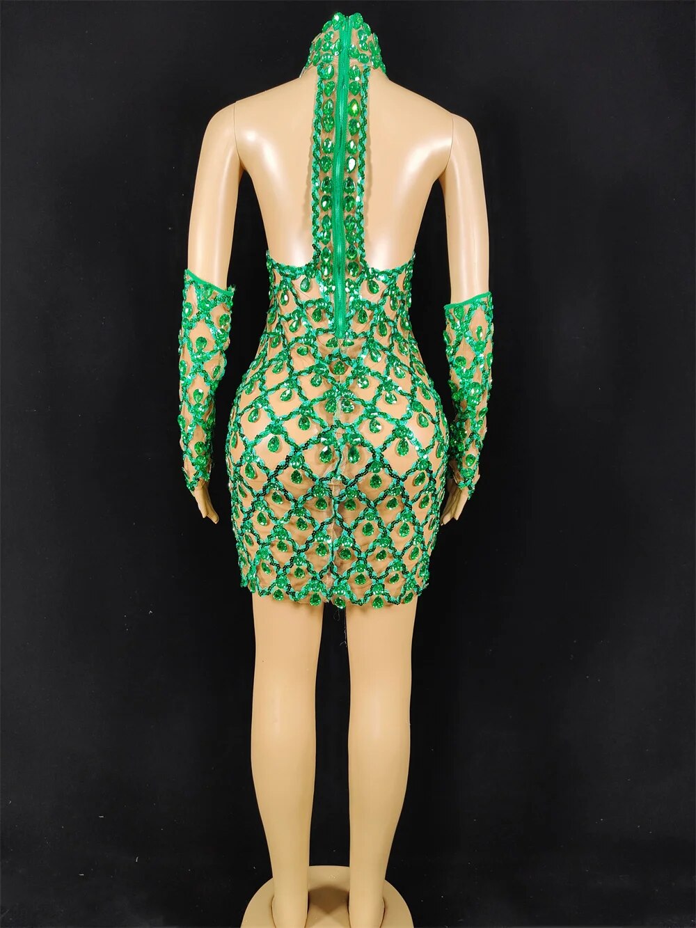 Hillary Rhinestones Mesh Dress