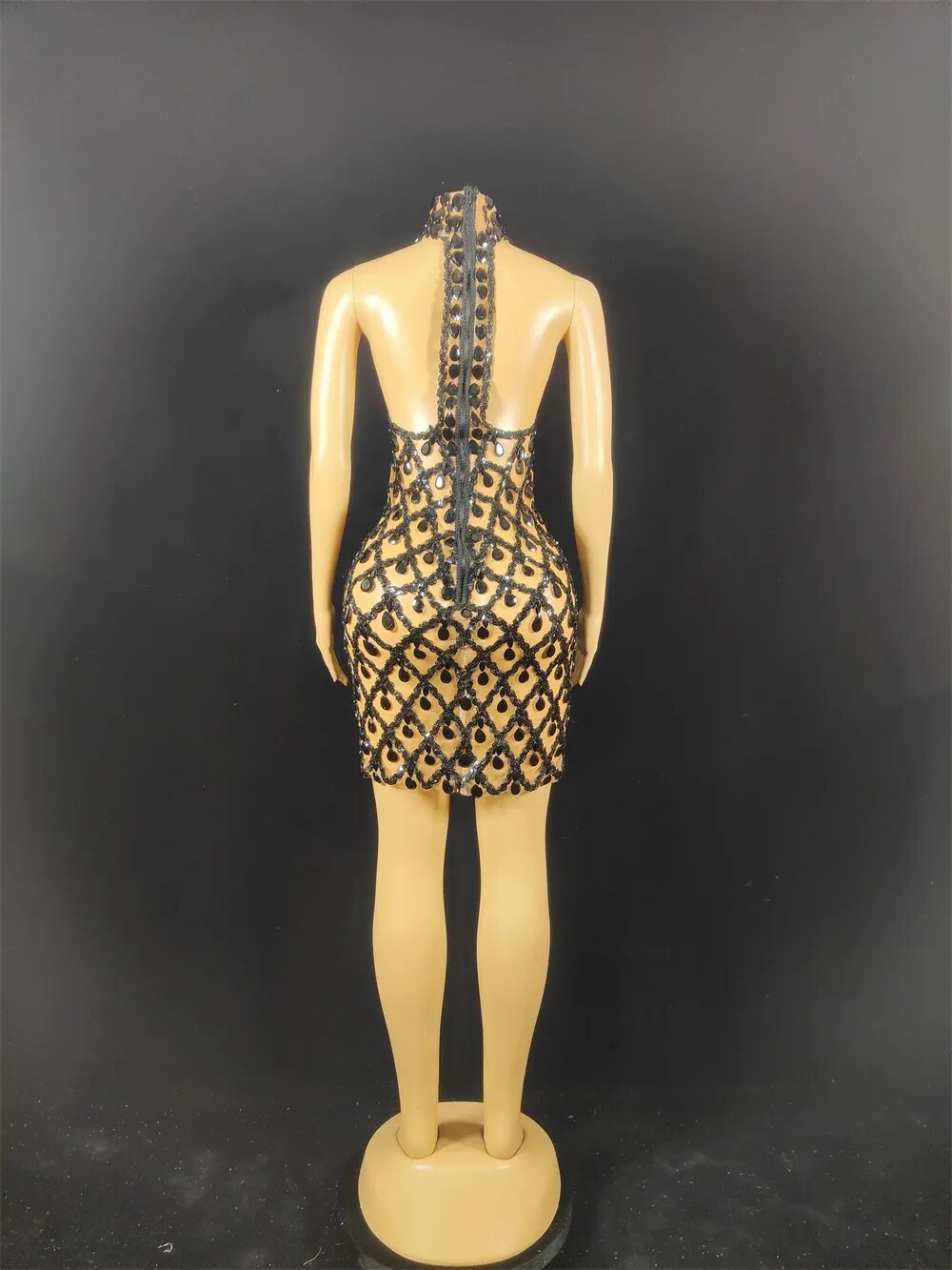 Hillary Rhinestones Mesh Dress