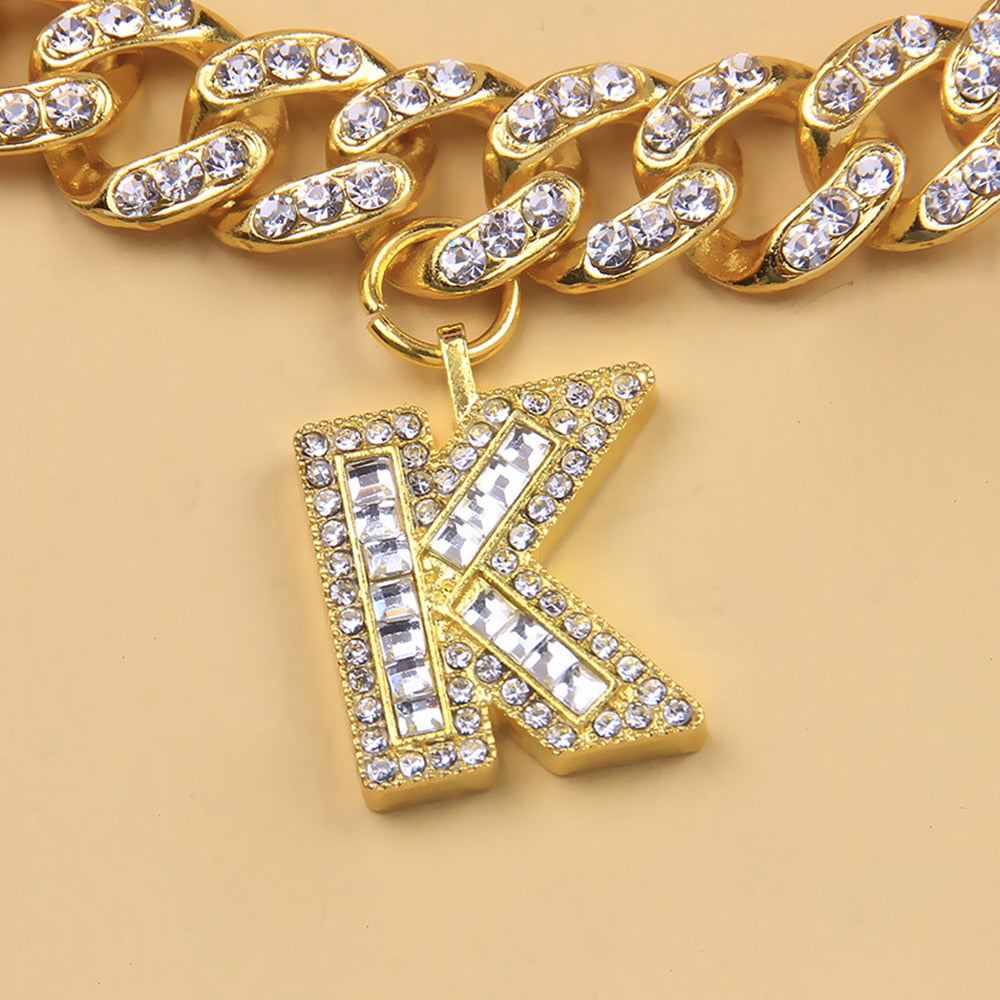 Iced Out Initial Letter Necklace