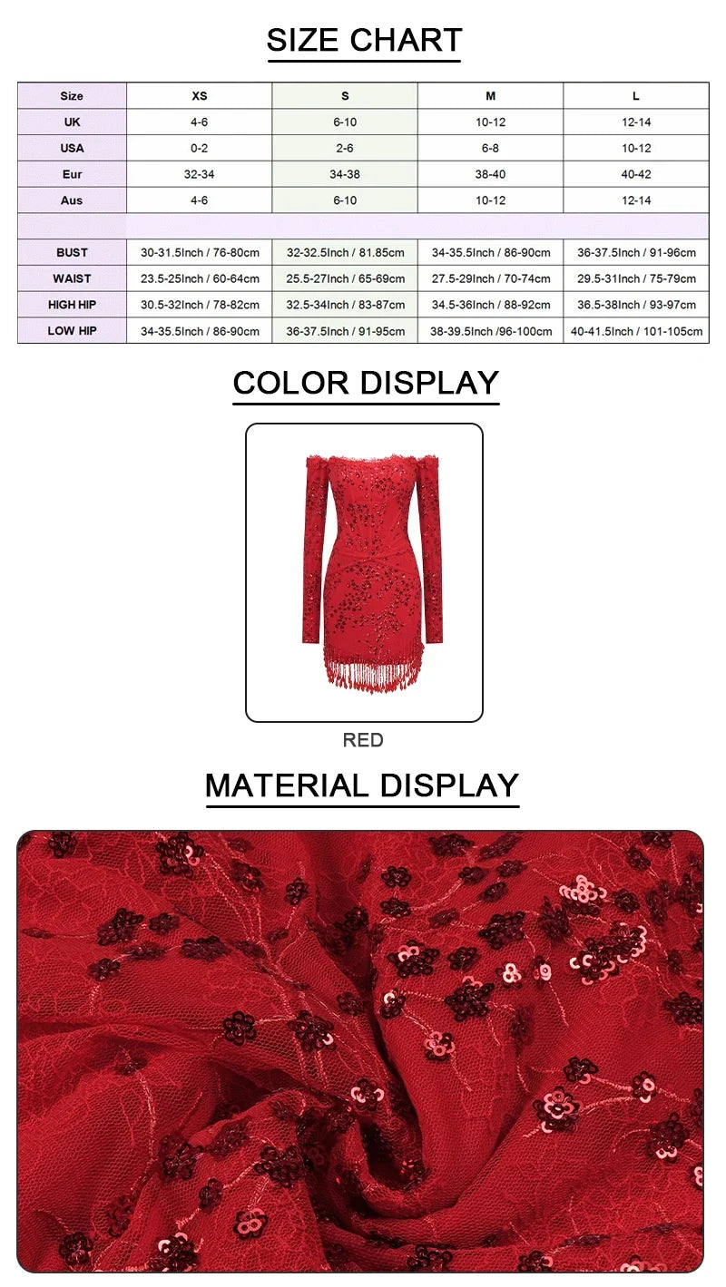 Krystal Tassel Sequin Mini Dress
