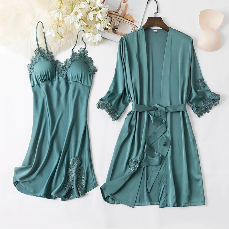 Lace Kimono Pajama Set