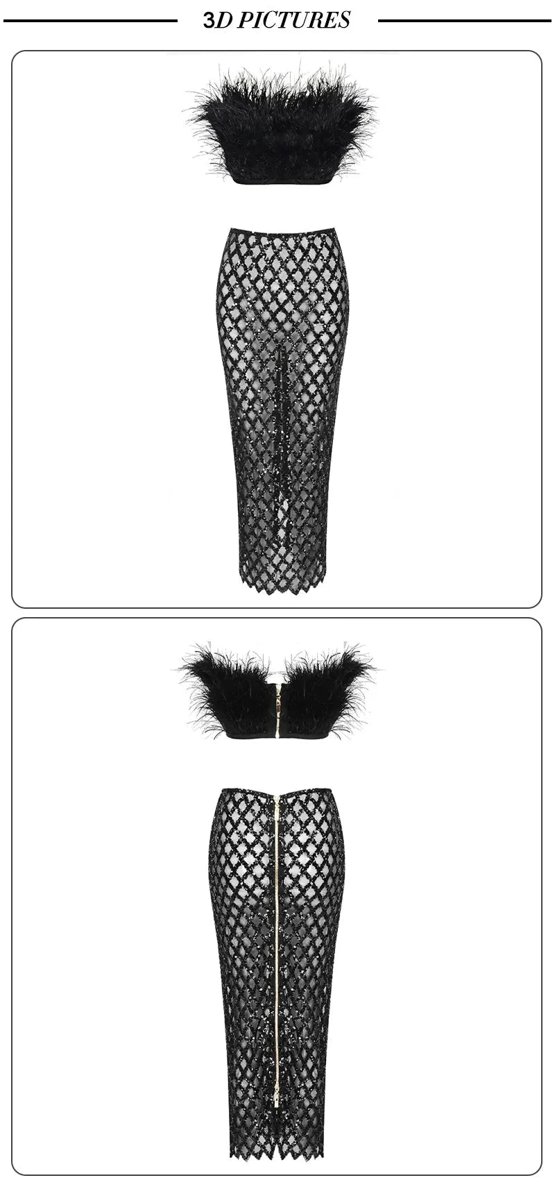 Leana Feather Bandage Skirt Set