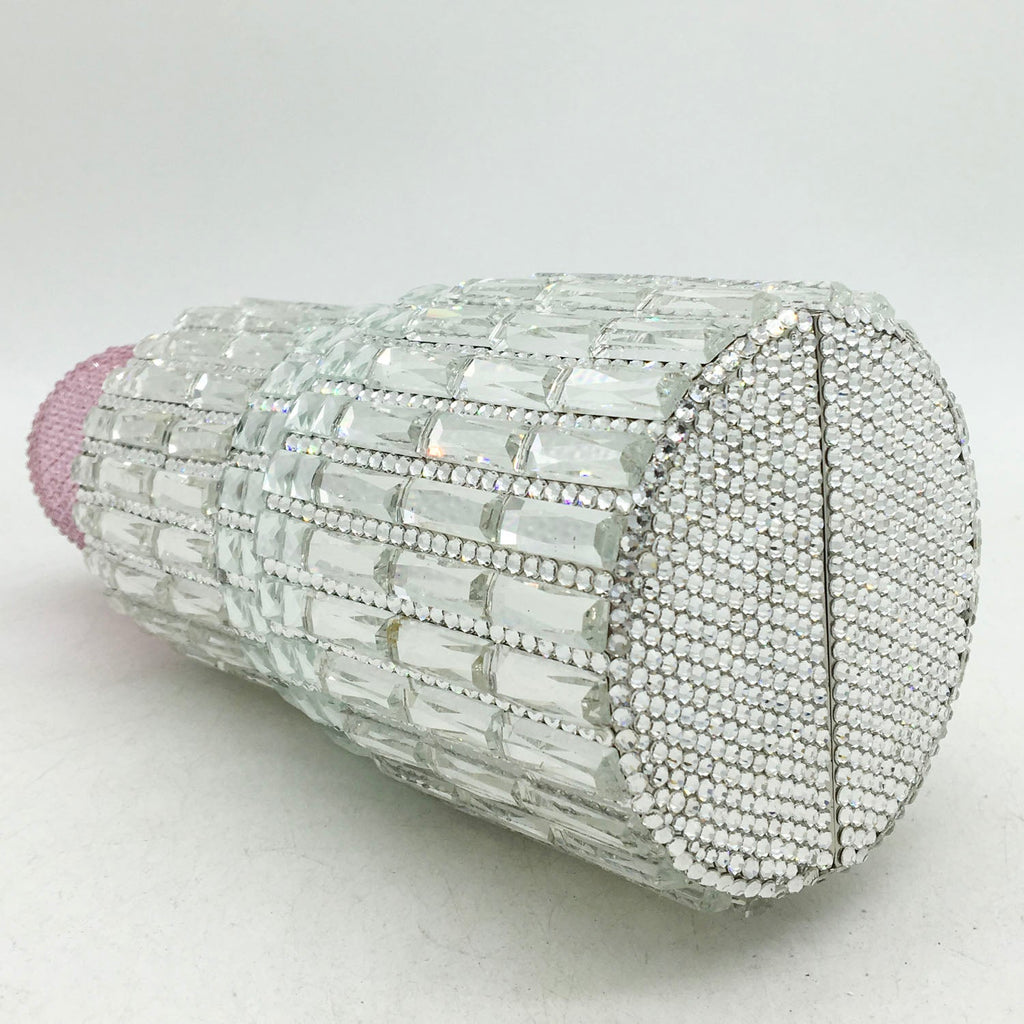 Lipstick Rhinestone Mini Clutch Bag