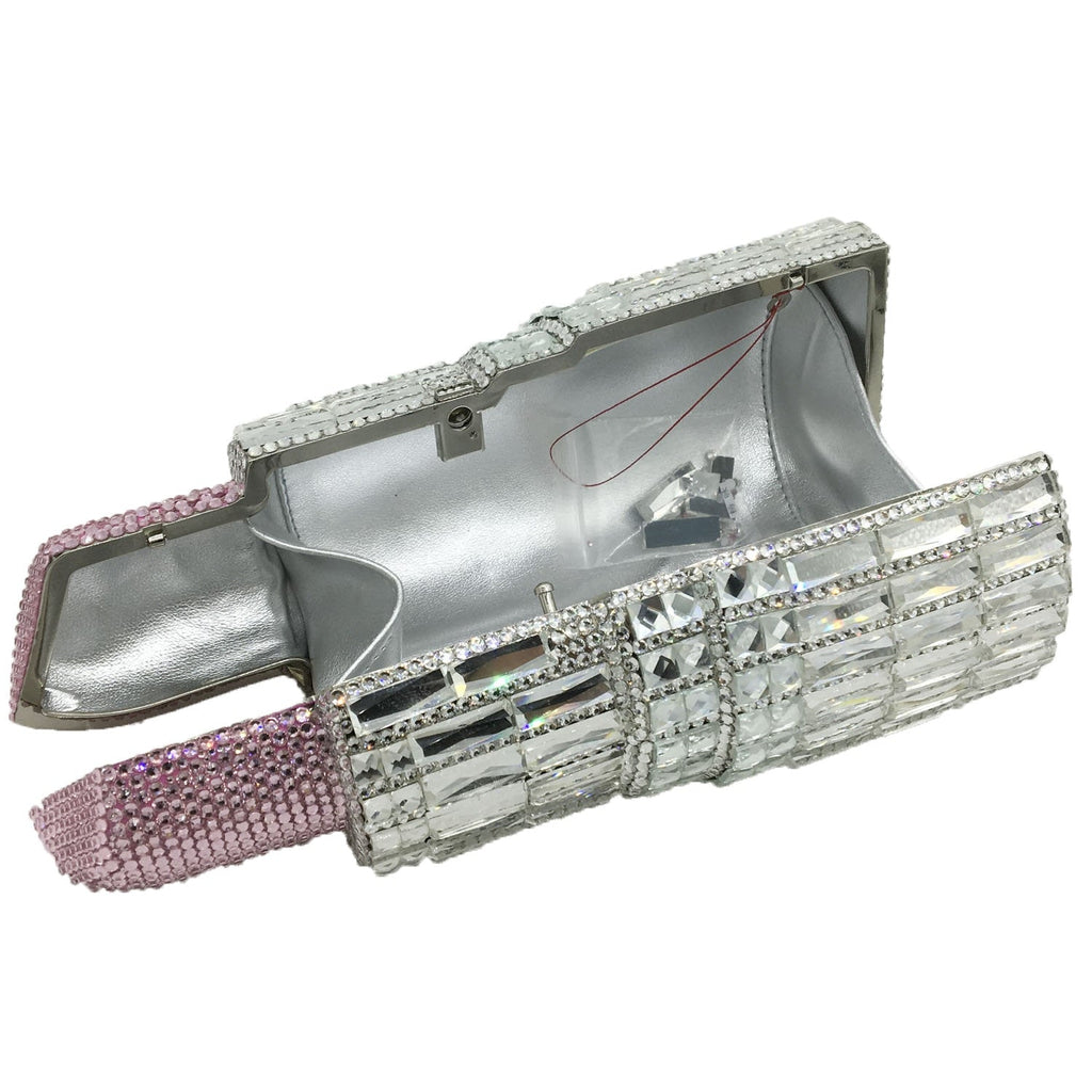 Lipstick Rhinestone Mini Clutch Bag