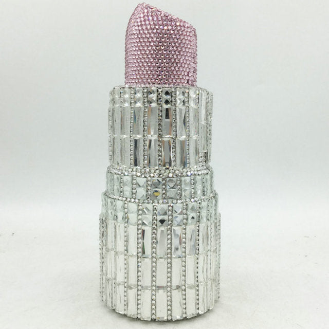 Lipstick Rhinestone Mini Clutch Bag