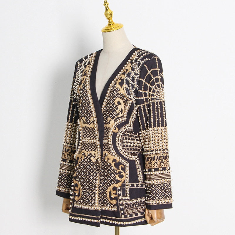 Luxurious Metallic Beaded Blazer/Dress