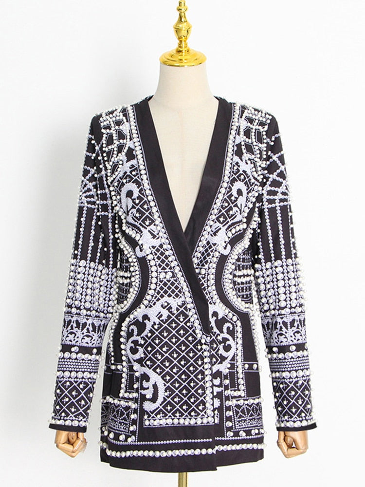 Luxurious Metallic Beaded Blazer/Dress