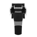 Luxury Feather Bandage Midi Dress