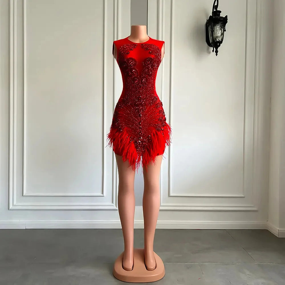 Luxury Feather Cocktail Dress