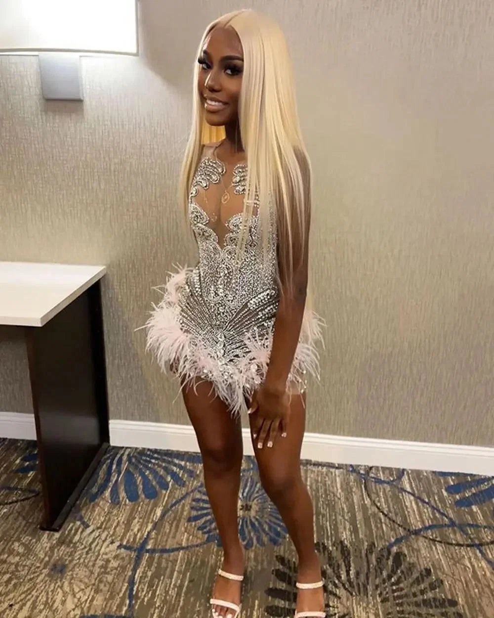 Luxury Feather Cocktail Dress