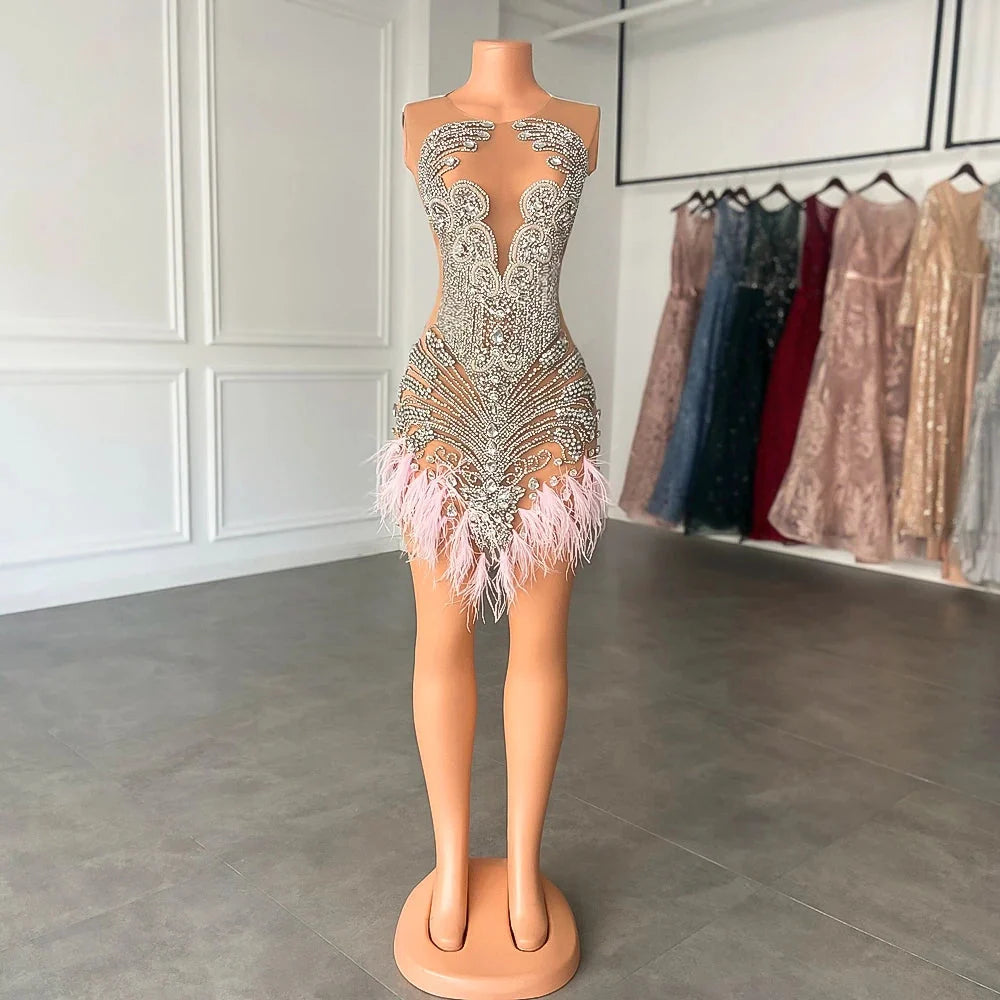 Luxury Feather Cocktail Dress