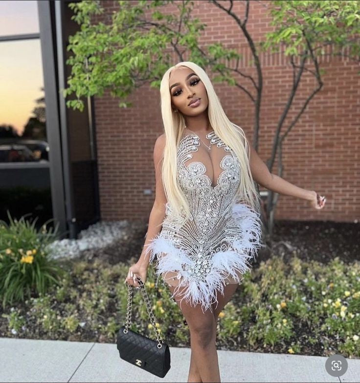 Luxury Feather Cocktail Dress