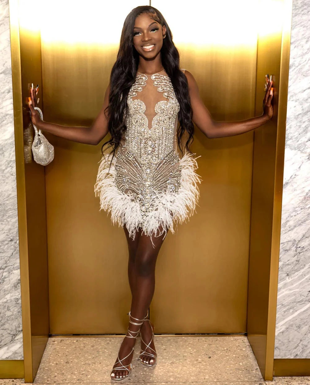 Luxury Feather Cocktail Dress
