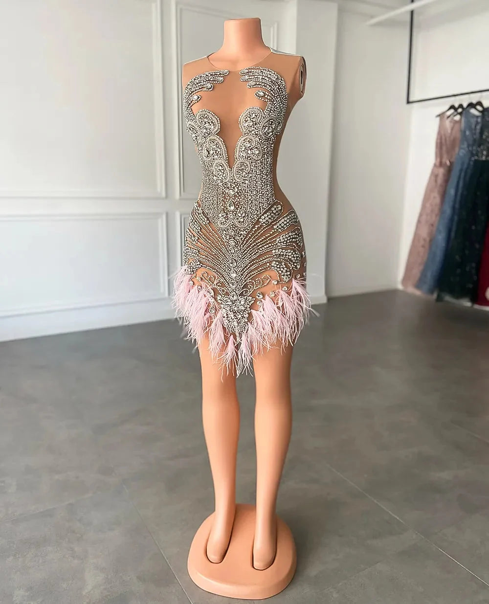 Luxury Feather Cocktail Dress