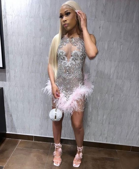 Luxury Feather Cocktail Dress