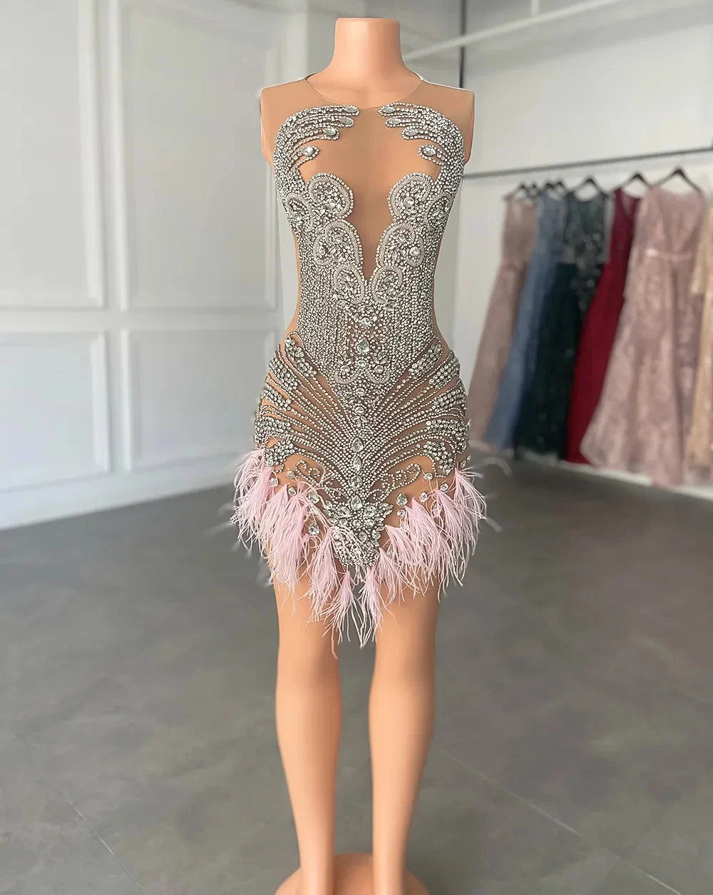 Luxury Feather Cocktail Dress