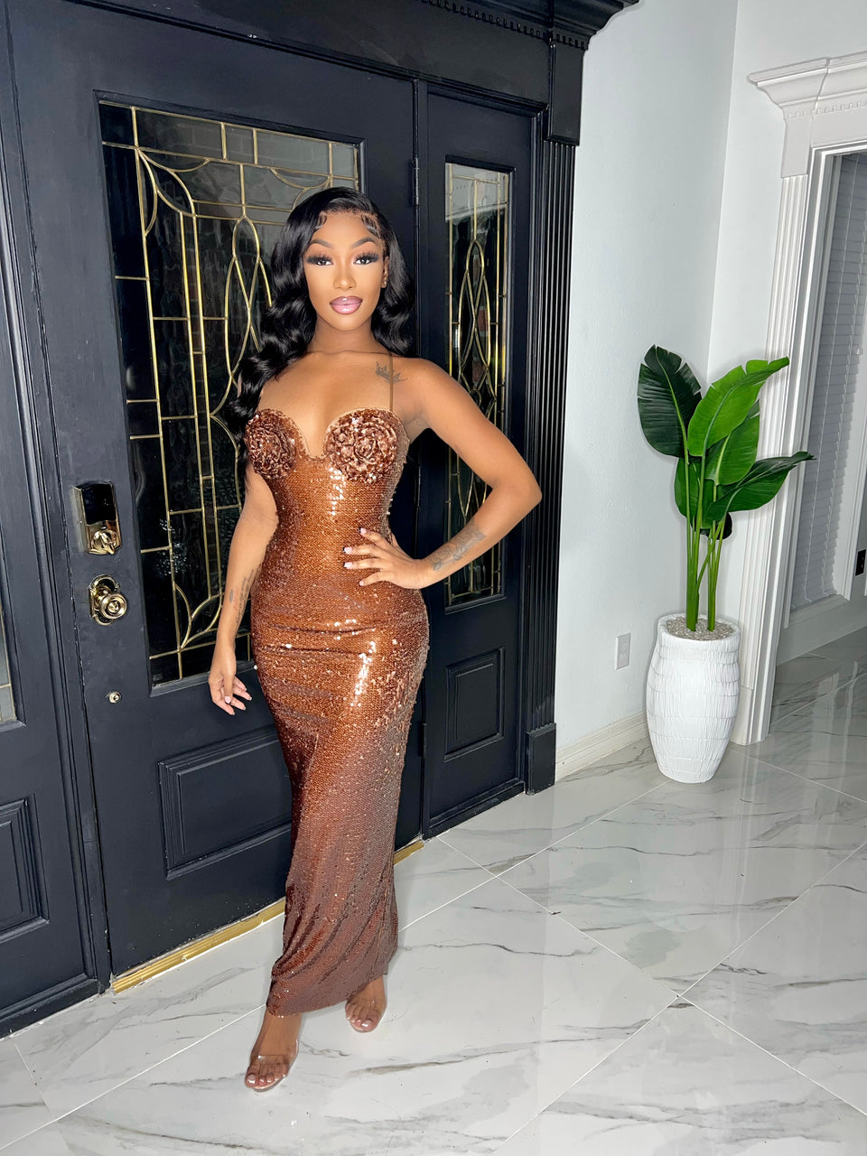 Luxury Sequins Bodycon Maxi Dress