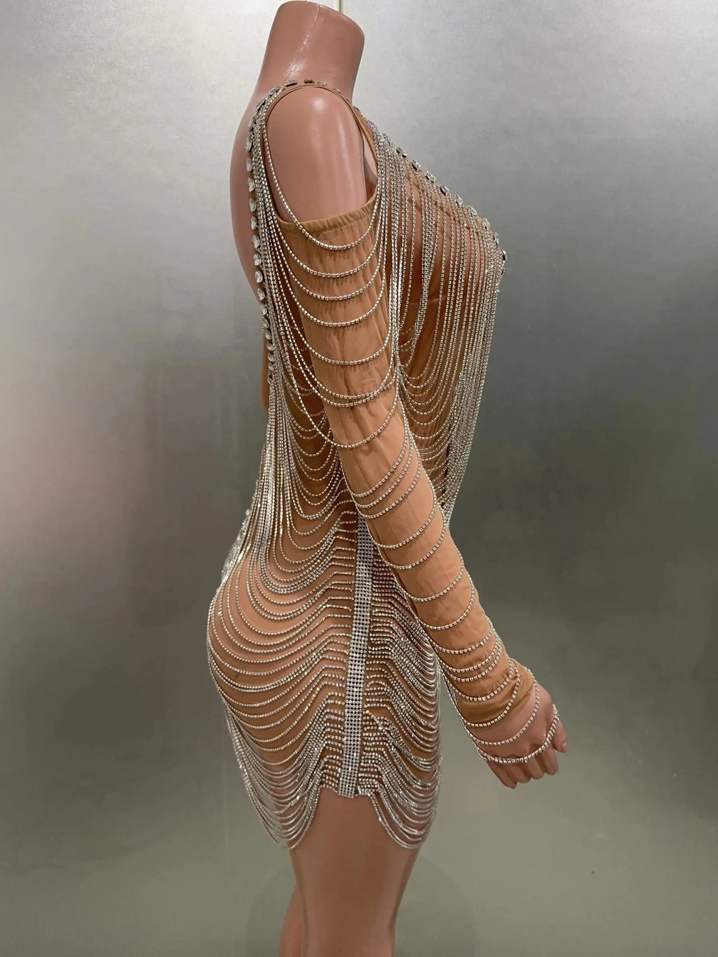 Luxury Tassels Chain Mini Dress