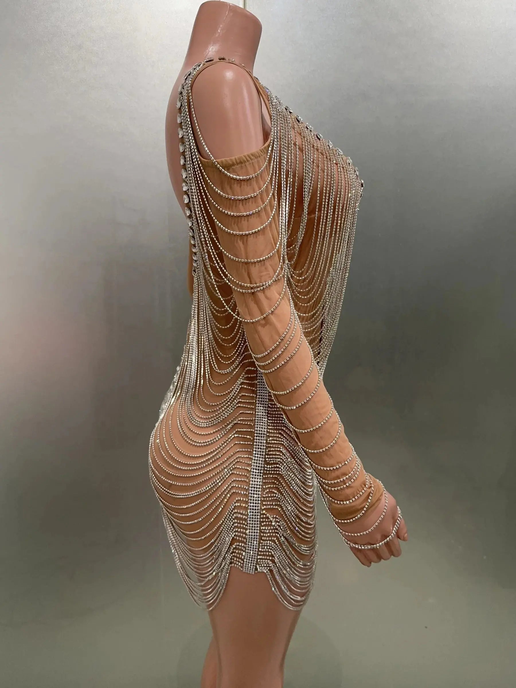 Luxury Tassels Chain Mini Dress