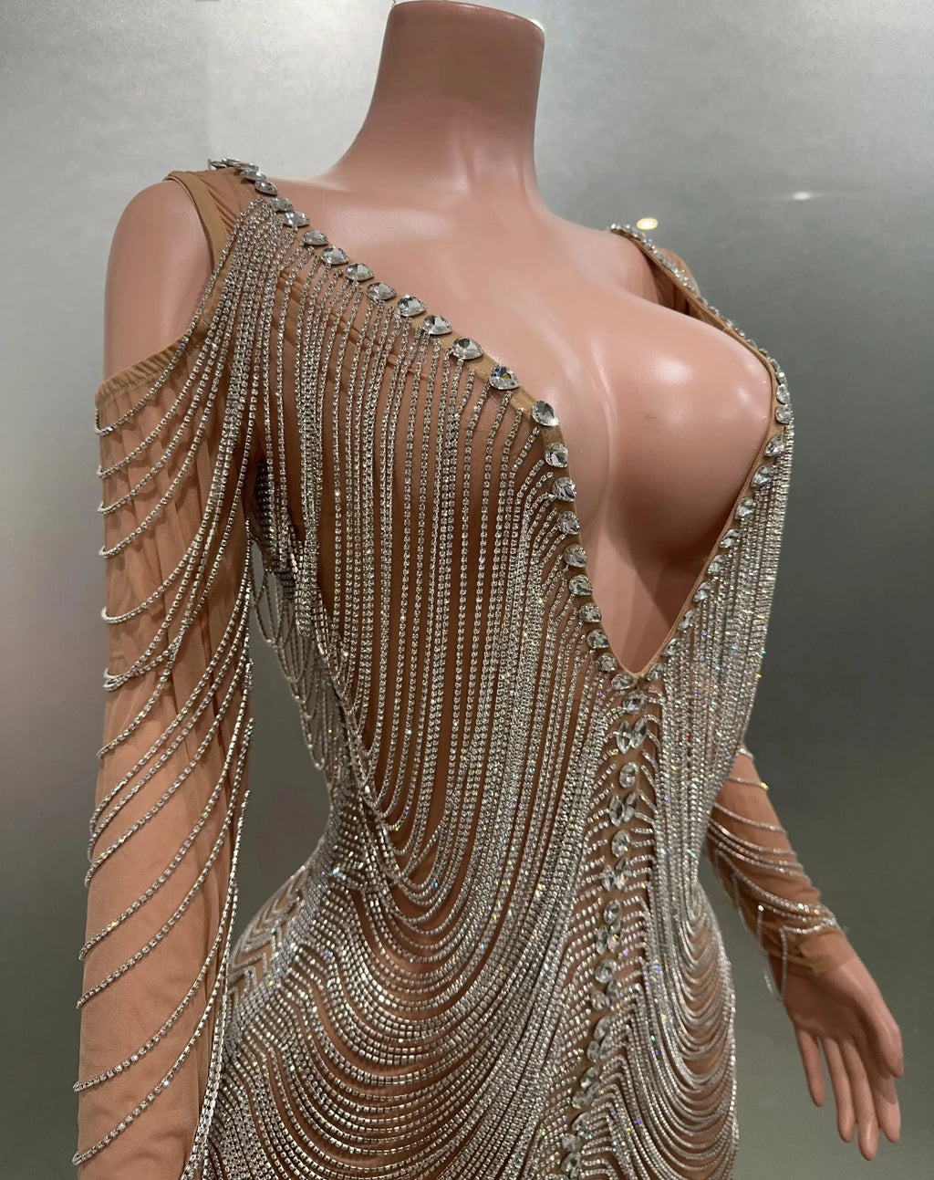 Luxury Tassels Chain Mini Dress