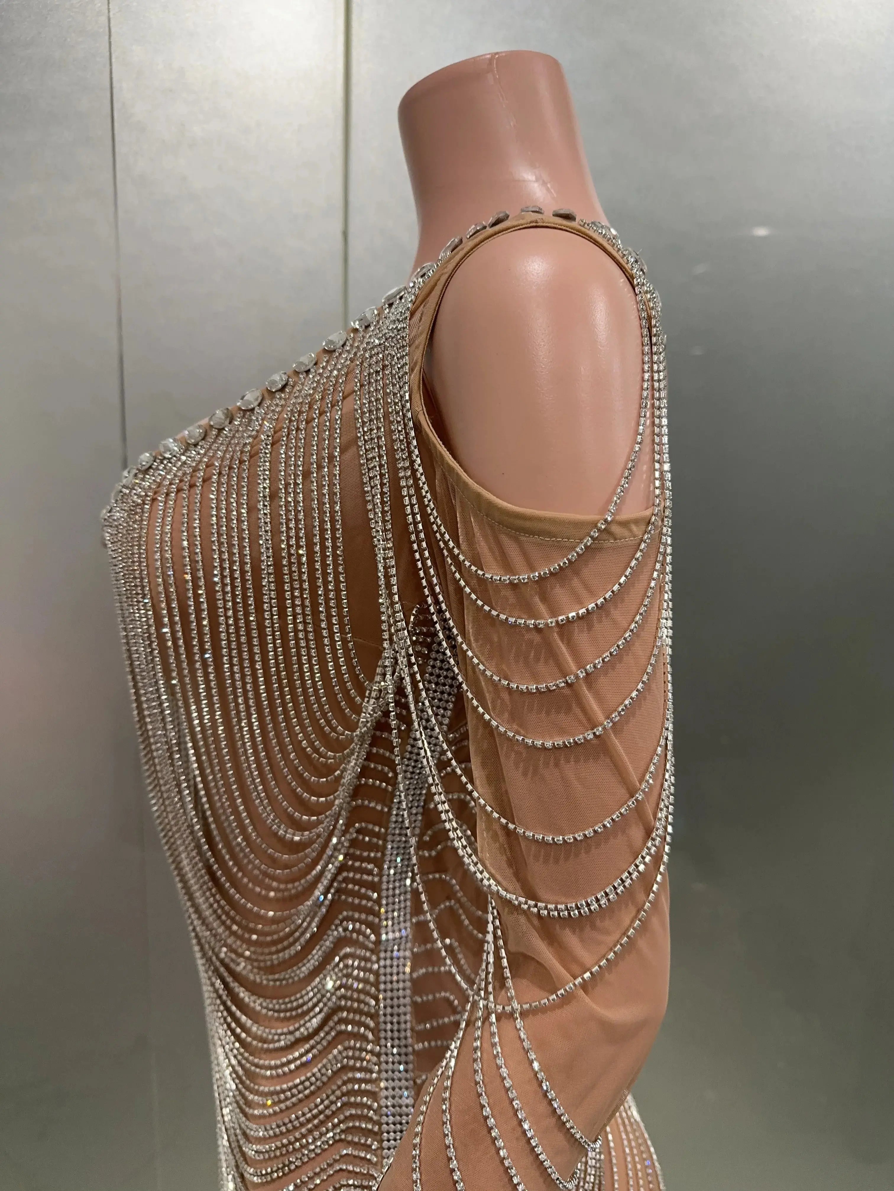 Luxury Tassels Chain Mini Dress