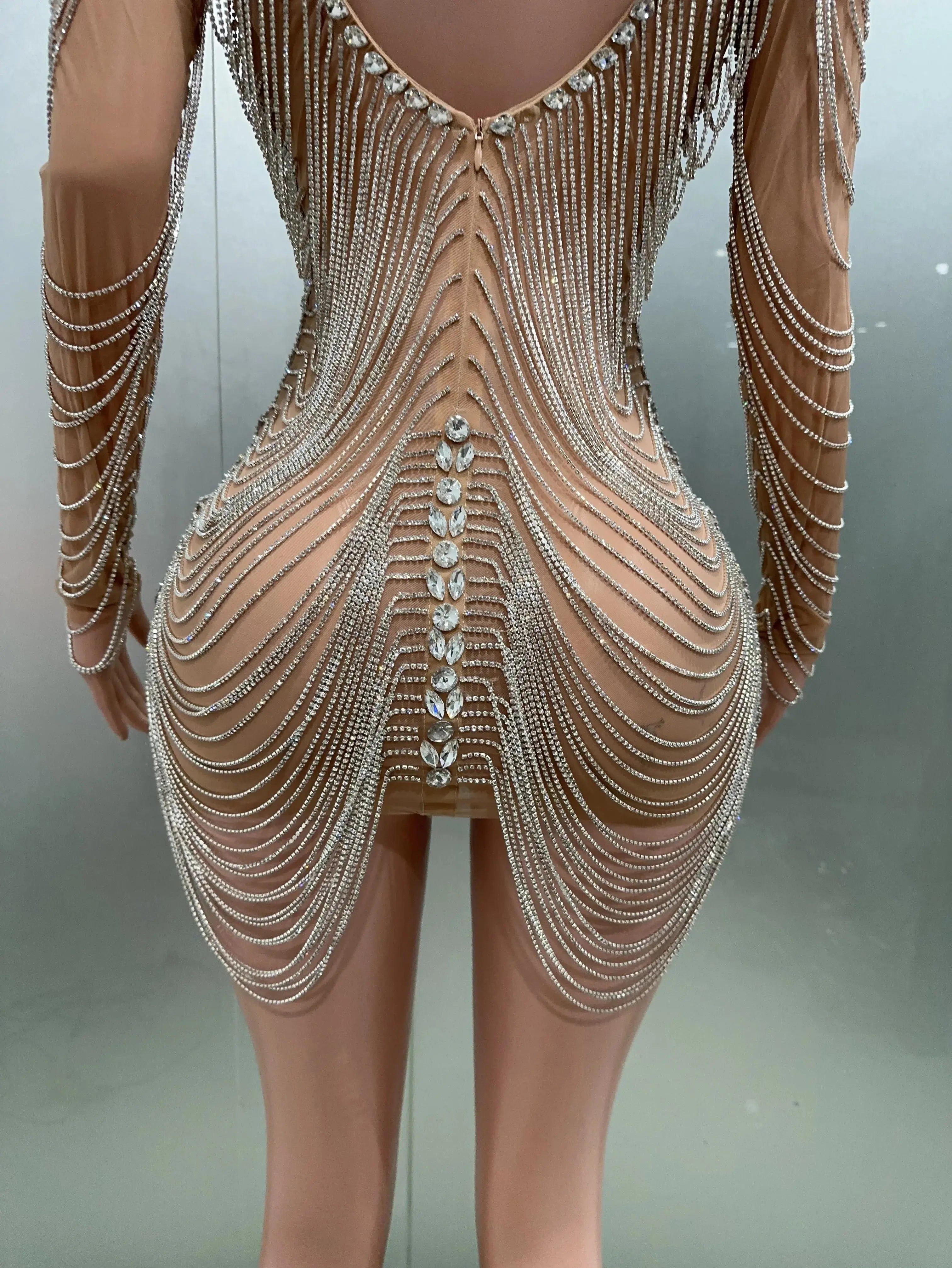 Luxury Tassels Chain Mini Dress