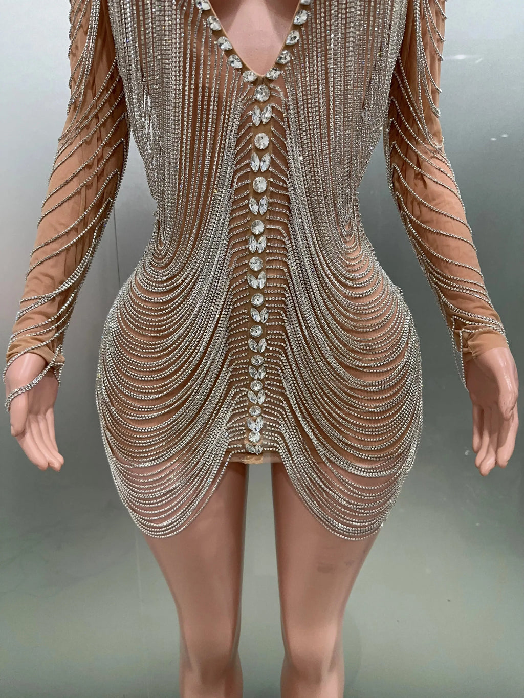Luxury Tassels Chain Mini Dress
