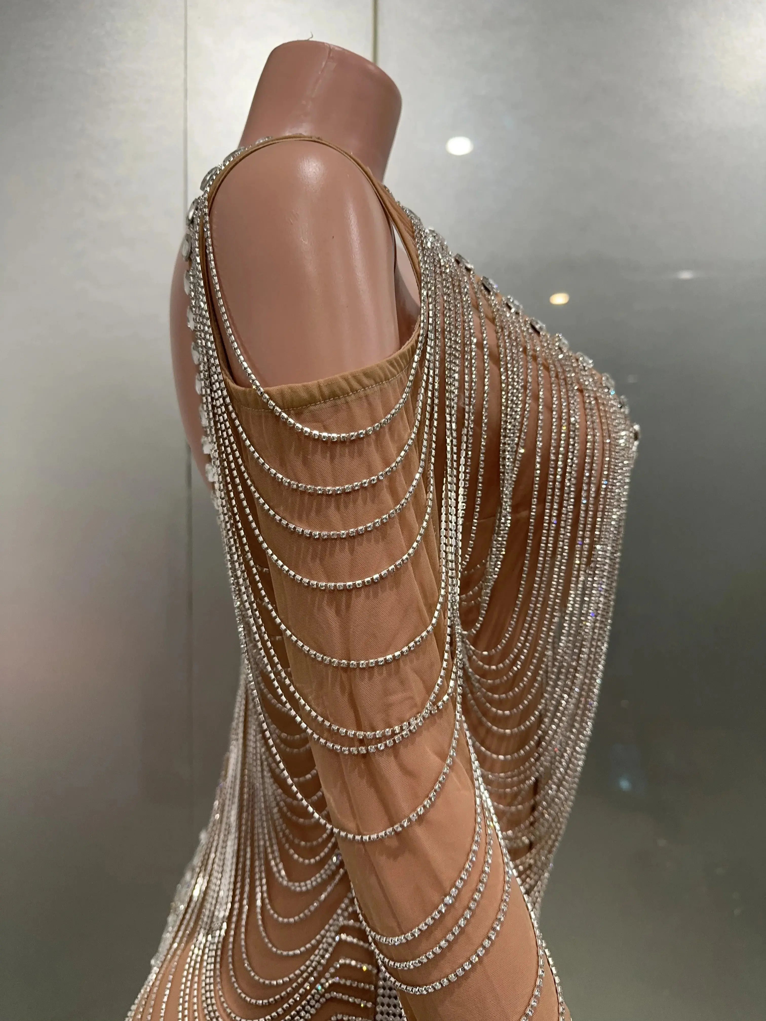 Luxury Tassels Chain Mini Dress