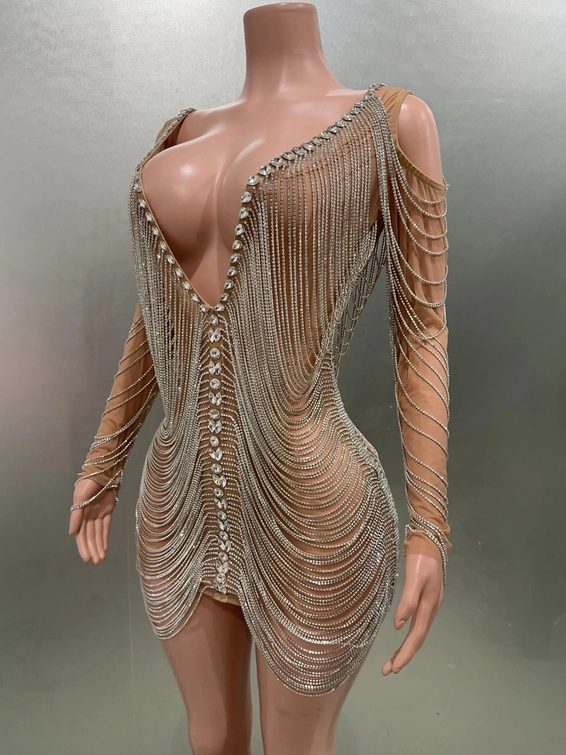Luxury Tassels Chain Mini Dress