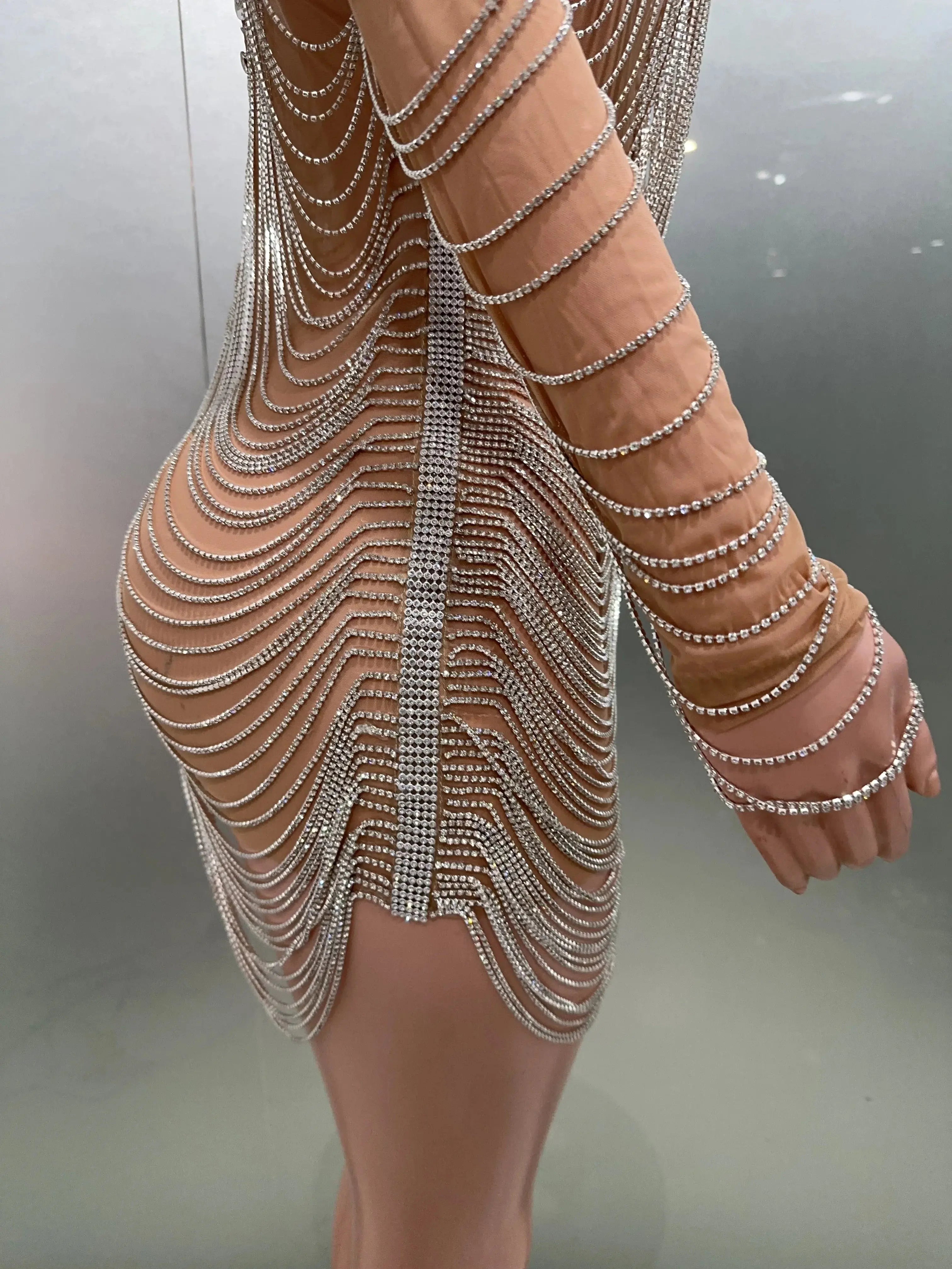 Luxury Tassels Chain Mini Dress
