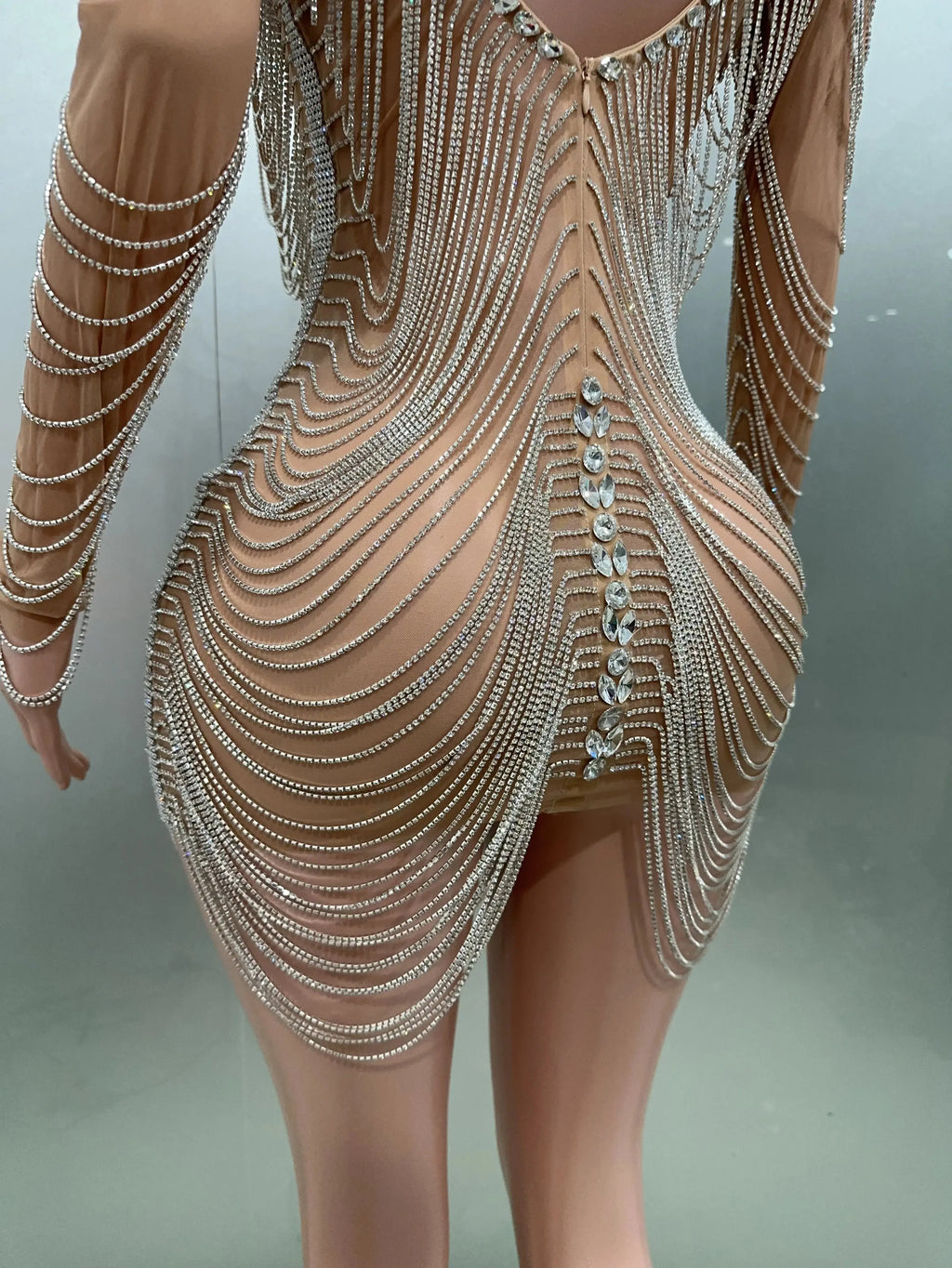 Luxury Tassels Chain Mini Dress
