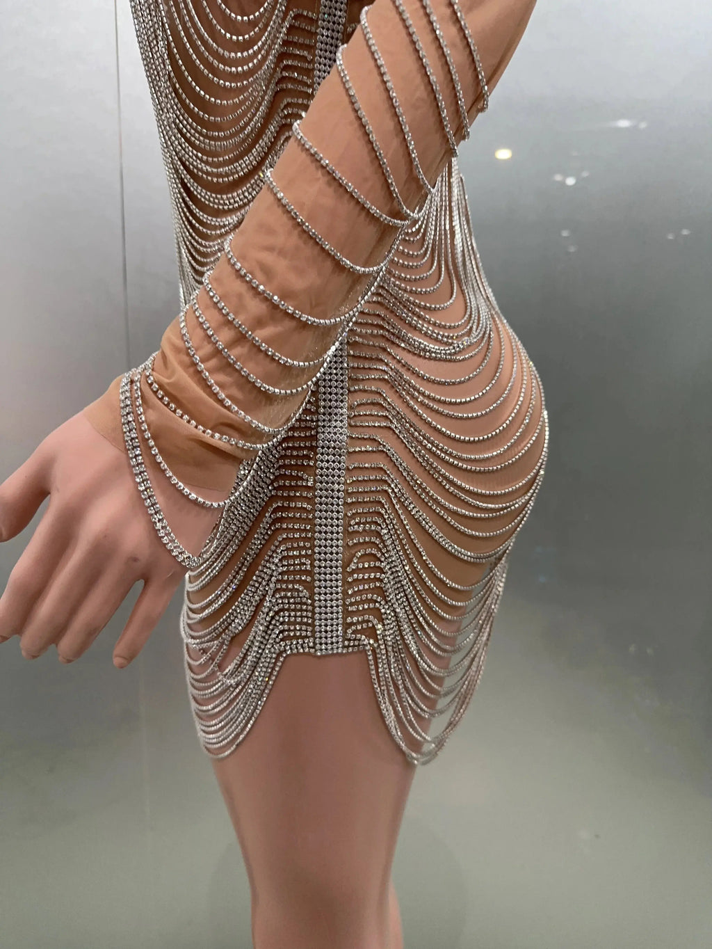 Luxury Tassels Chain Mini Dress