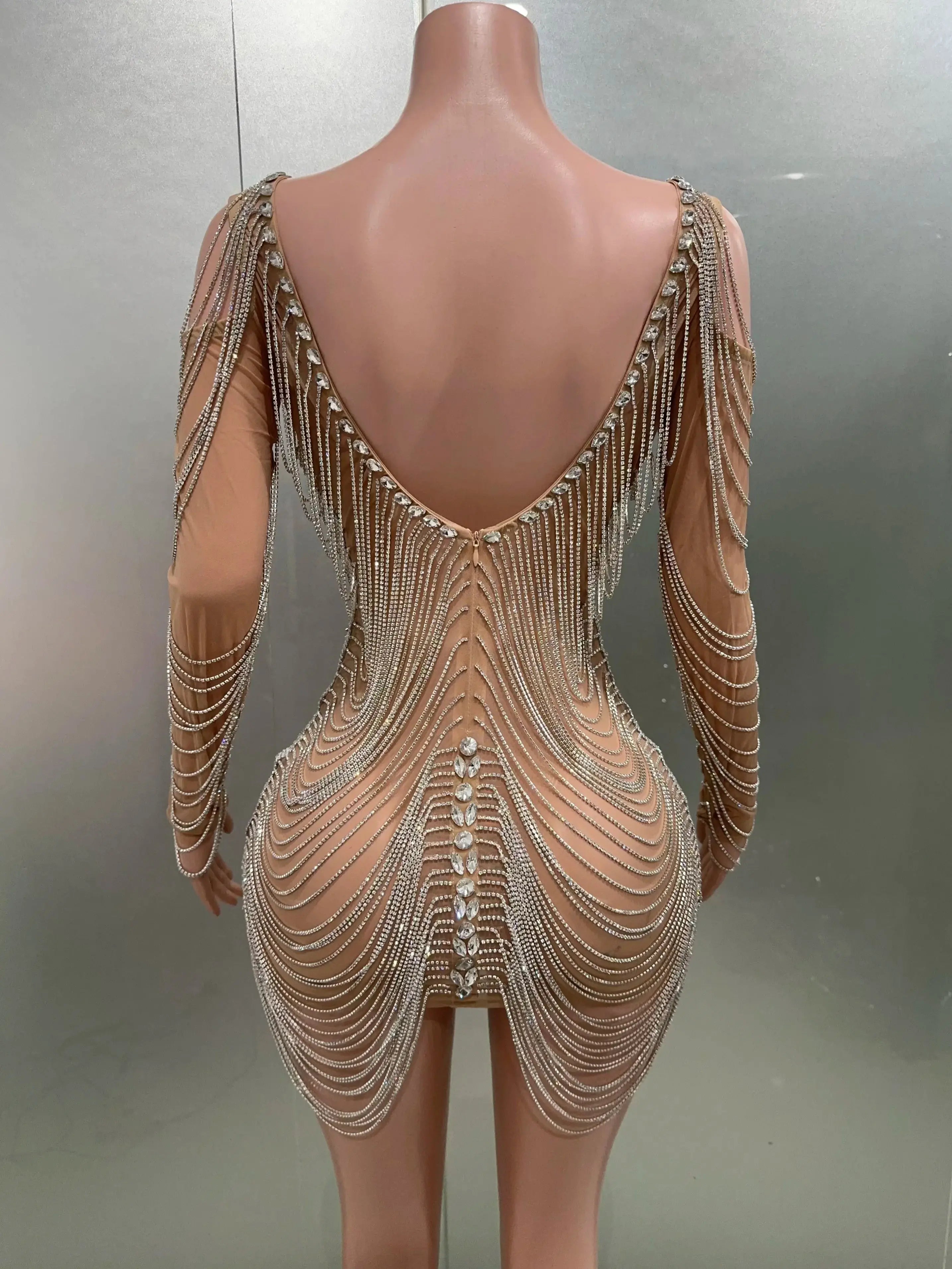 Luxury Tassels Chain Mini Dress